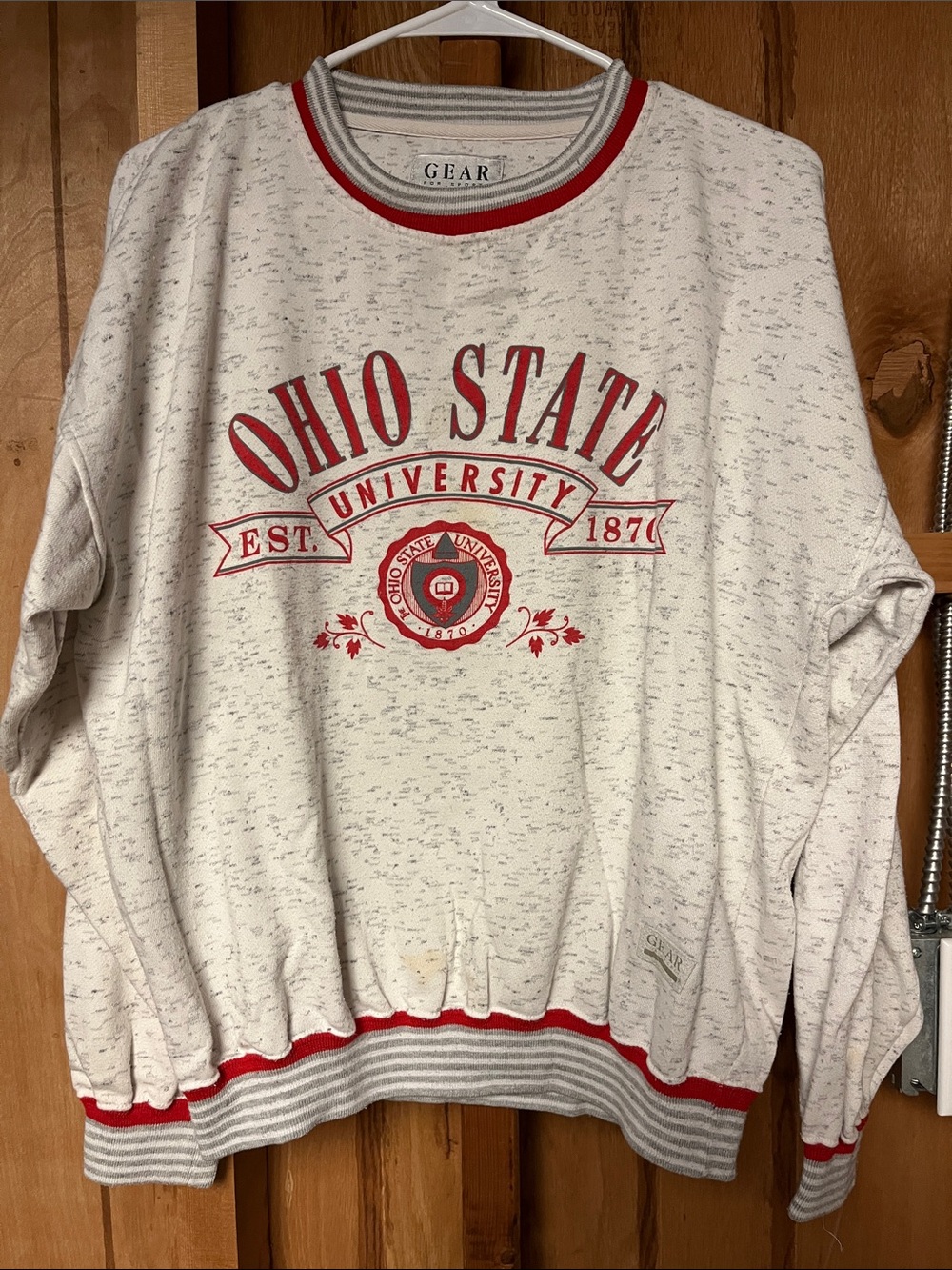 Vintage Ohio State Crewneck Sweatshirt with Red & Gray Trim